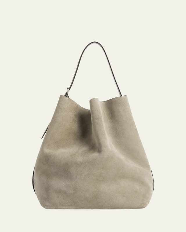 Large Belted Suede Tote Bag